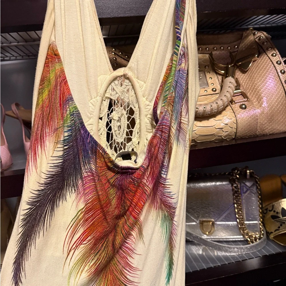 Pale yellow Sky Maxi Dress with Feather Detail, large, worn twice - Picture 10 of 13